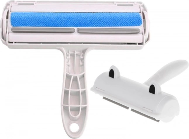 Rouleau pour enlever les poils d’animaux des vêtements et des tissus d’ameublement, blanc/bleu