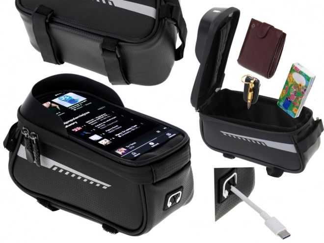 Sac de vélo étanche pour guidon avec support pour téléphone