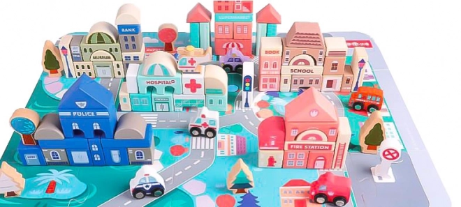 Blocs éducatifs en bois avec base 115 pièces ECOTOYS