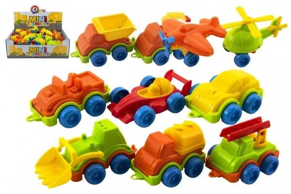 Véhicule miniature en plastique 10-12cm à roue libre, mélange de types