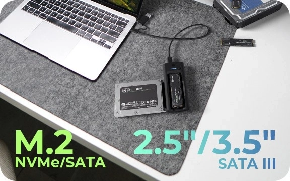 Station d'accueil de bureau pour SSD et disques NVMe
