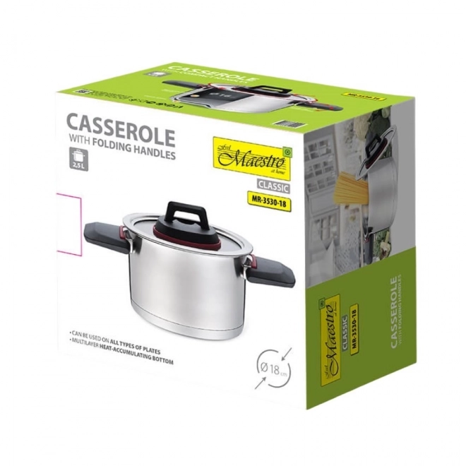 Casserole en acier inoxydable Maestro 2,3 l avec couvercle