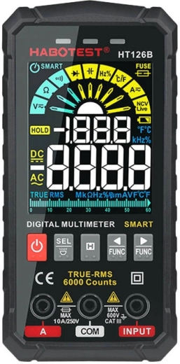 Grand écran rétroéclairé et 6000 counts