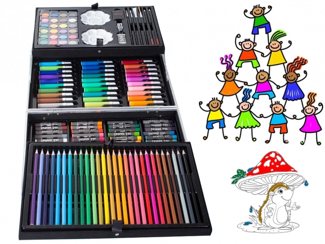 Ensemble artistique créatif rose 145 pcs dans une valise