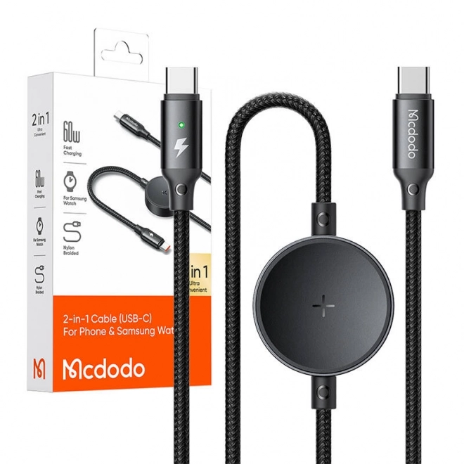 Câble de recharge 2-en-1 USB-C + chargeur sans fil pour Samsung Watch