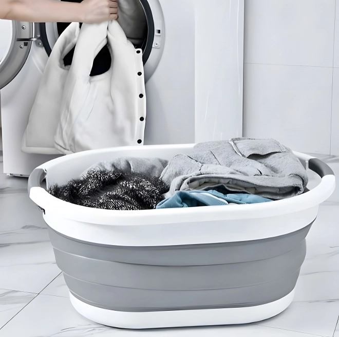 Panier à linge pliable blanc-gris 20 L de ModernHome