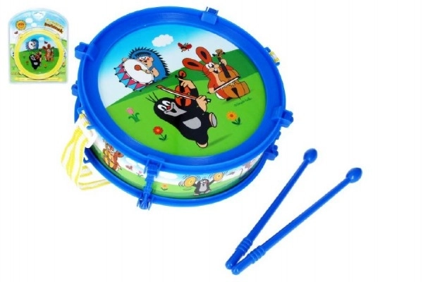 Krtek/Krteček tambourin plastique 20cm + 2 baguettes en boîte