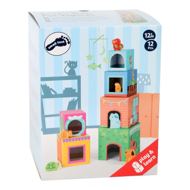 Petite Tour de Cubes avec Animaux en Bois Small Foot