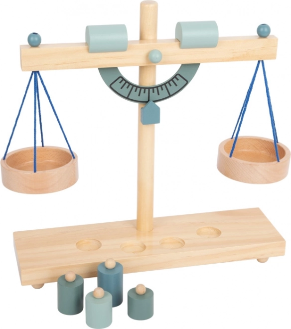 Petite balance en bois Misková bleu-gris