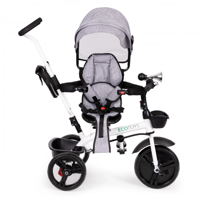 Tricyclette rotative à 360° Grise avec capuche