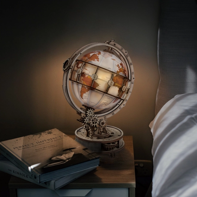 RoboTime Puzzle mécanique 3D en bois Globe lumineux