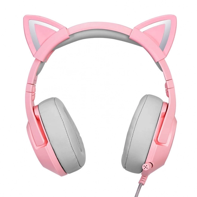Casque de jeu rose avec oreilles de chat
