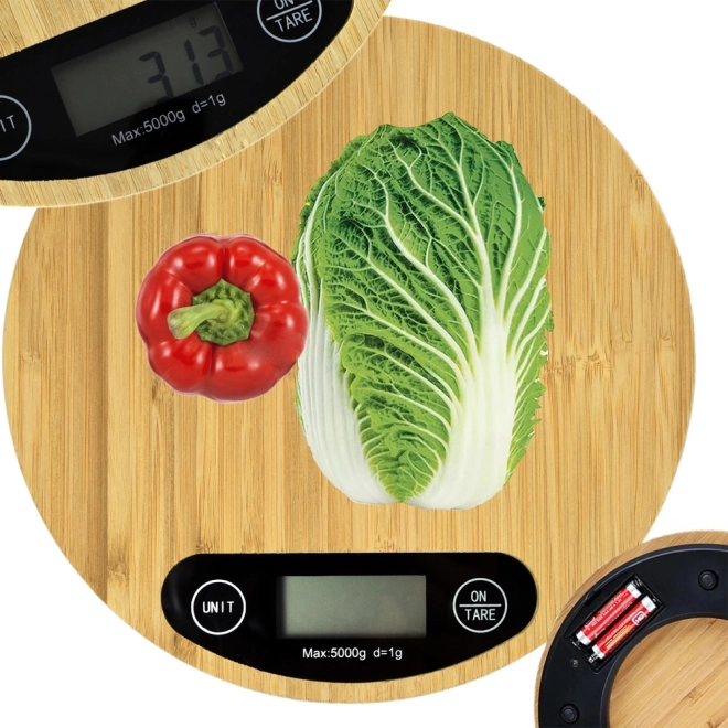 Balance de cuisine numérique en bambou jusqu'à 5 kg