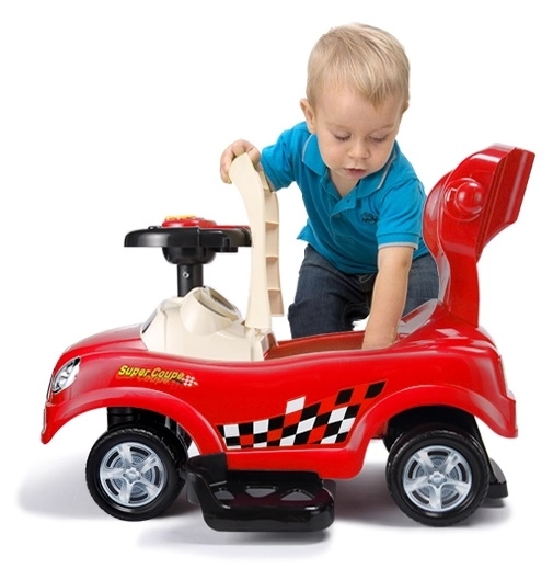 ECOTOYS Trottinette avec sons et barre de guidage Voiture rouge