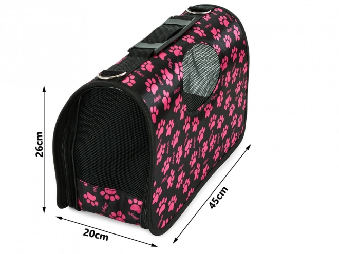 Sac de transport pour animaux de compagnie noir avec empreintes