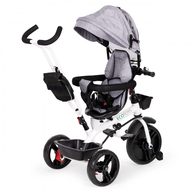 Tricyclette rotative à 360° Grise avec capuche