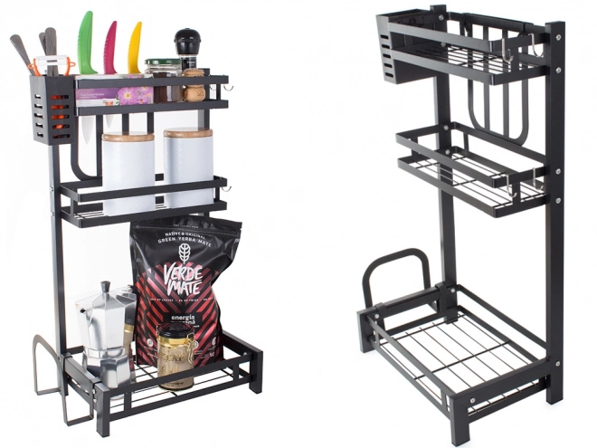 Organisateur de cuisine en métal à trois niveaux