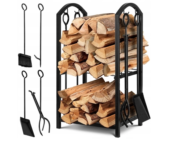 Support pour bois de chauffage avec accessoires