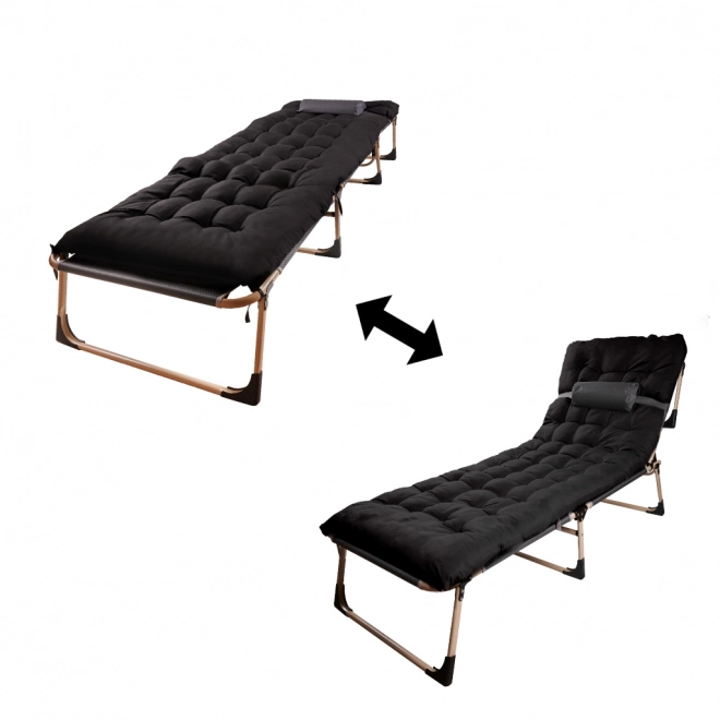 Lit de camping pliant 193 cm noir