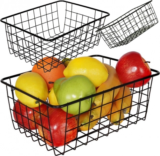 Panier en fil métallique pour cuisine, noir, grand