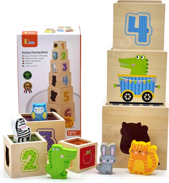 pyramide et blocs de construction en bois Montessori Viga