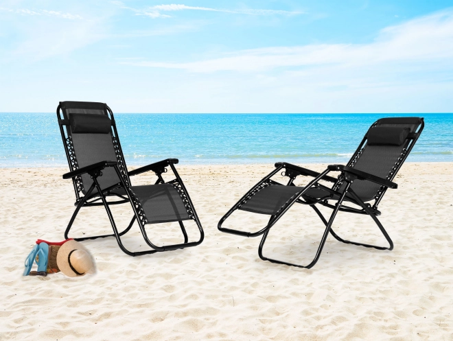 Chaise de jardin avec dossier réglable ZERO GRAVITY ModernHome - noir