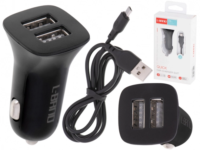 Chargeur de voiture L-BRNO Dual USB + micro