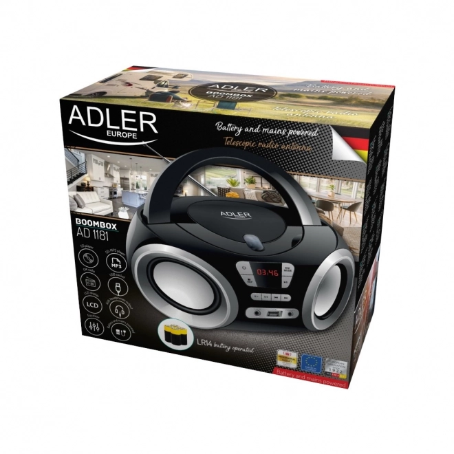 Boombox portable avec CD et USB ADLER AD 1181