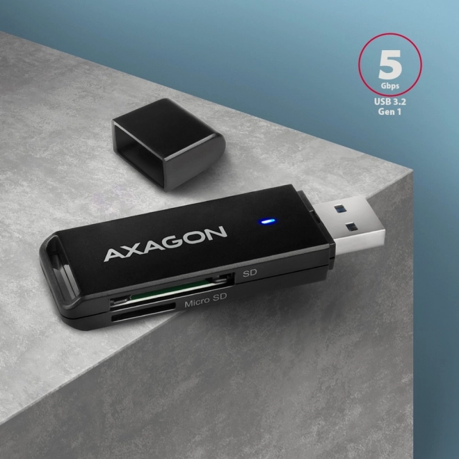 Lecteur de cartes externe USB-A 3.2 Gen 1 AXAGON avec prise en charge UHS-I