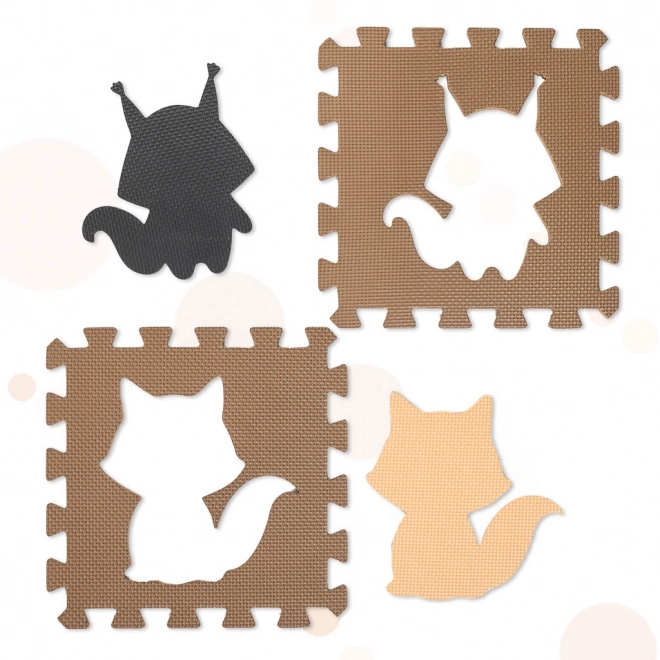 Puzzle en mousse marron avec des animaux de la forêt - 9 pièces