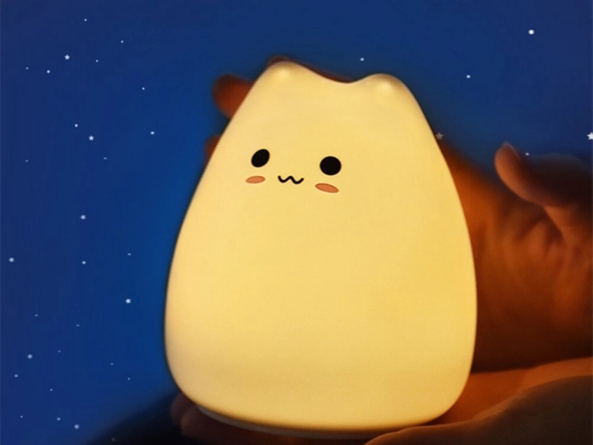 Lampe de nuit en silicone pour enfants, Chat RGB au toucher