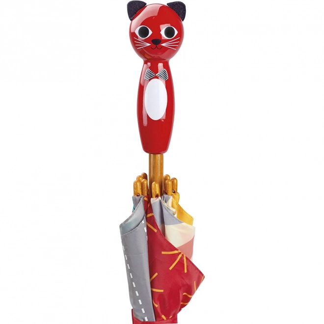 Parapluie coloré pour enfants avec poignée en forme de chat