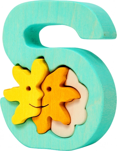 Lettre en bois S avec soleil – puzzle encastrable FAUNA
