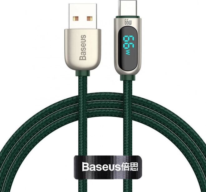 Baseus câble USB vers USB‑C avec écran 66 W, 1 m, vert
