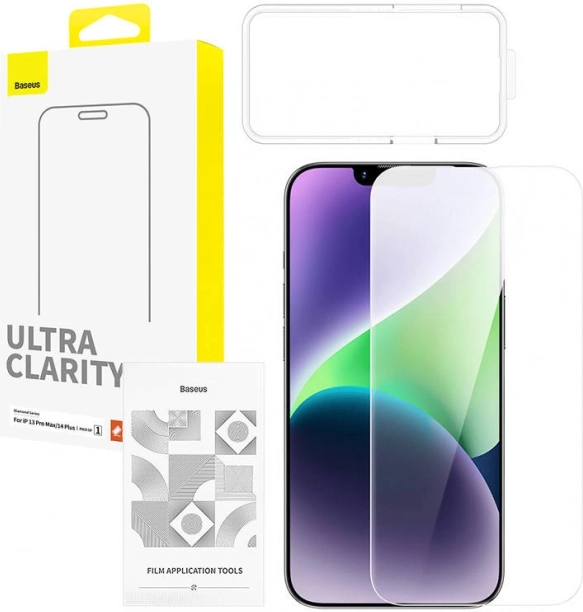 Verre trempé de protection BASEUS OS Diamond Series HD pour iPhone 13 Pro Max / 14 Plus – transparent