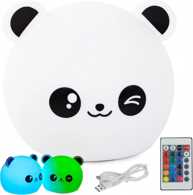 Veilleuse tactile pour enfants Panda RGB LED avec télécommande et recharge USB