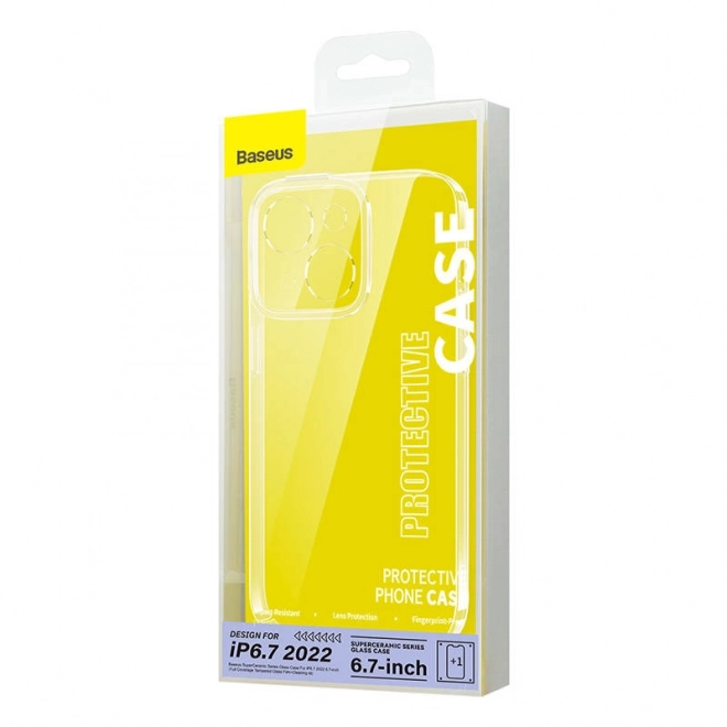 Coque de Verre Transparente Baseus SuperCeramic et ensemble de verre trempé pour iPhone 14 – Plus