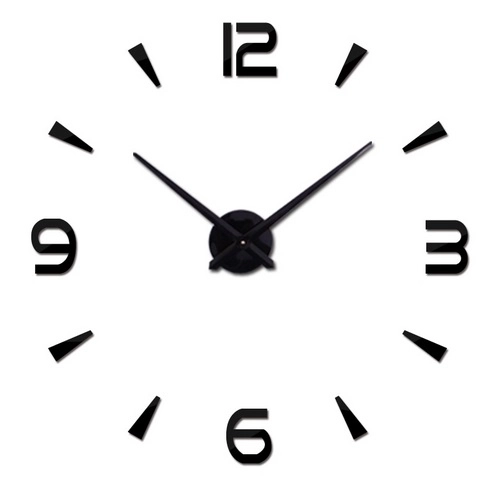 Horloge murale adhésive DIY grand modèle 80-120 cm noir
