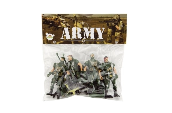 Ensemble de soldats 4pcs avec accessoires plastique design CZ sur carte 18x19,5cm