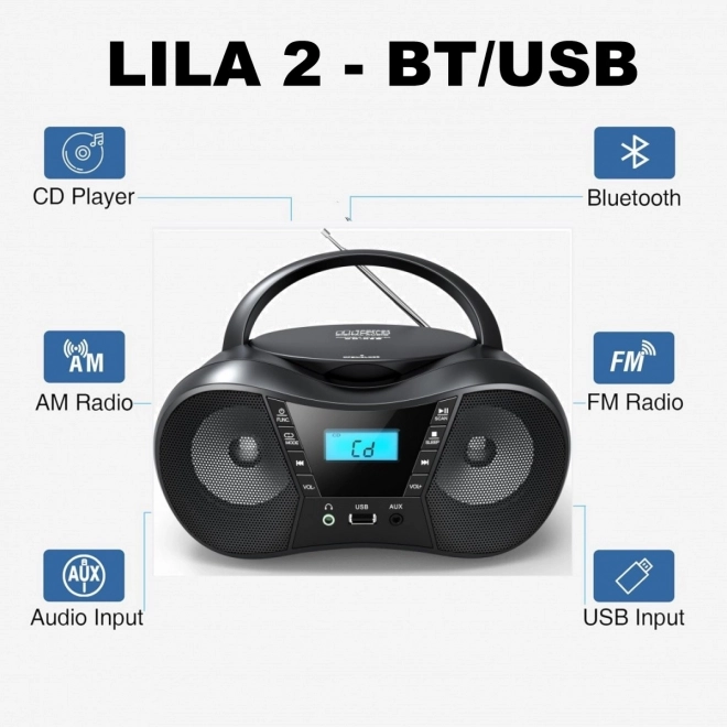 Lecteur CD portable avec USB et Bluetooth