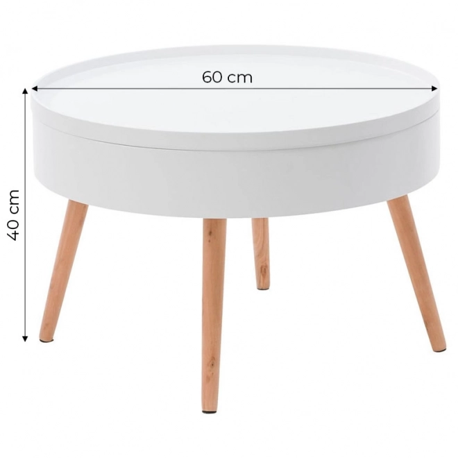 Table basse ronde avec espace de rangement 60 cm