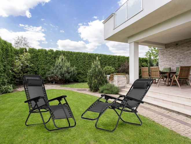 Chaise de jardin avec dossier réglable ZERO GRAVITY ModernHome - noir