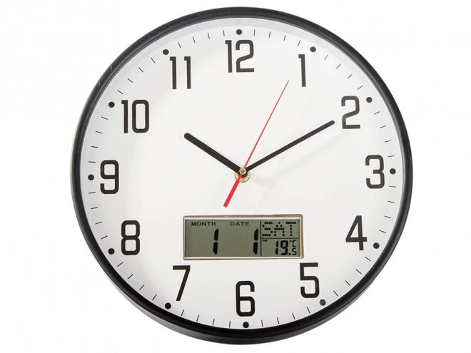 Grande horloge murale silencieuse avec date et température
