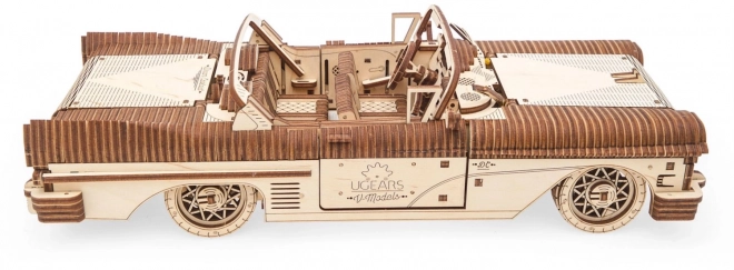 Modèle de voiture mécanique en bois 3D Cabriolet des rêves