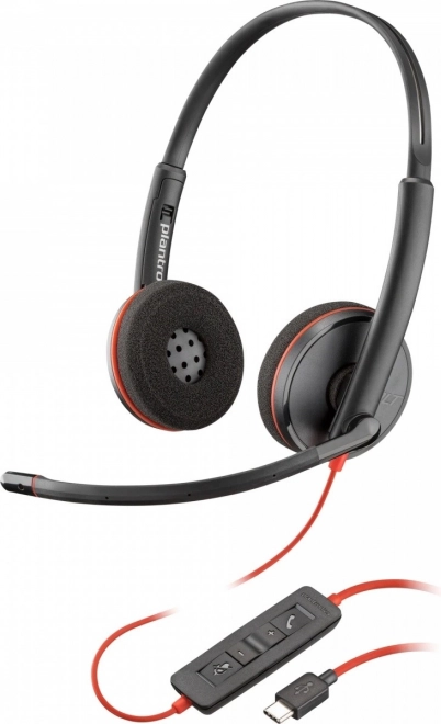 Casque stéréo filaire USB Poly Blackwire 3220 avec adaptateur USB‑C/USB‑A