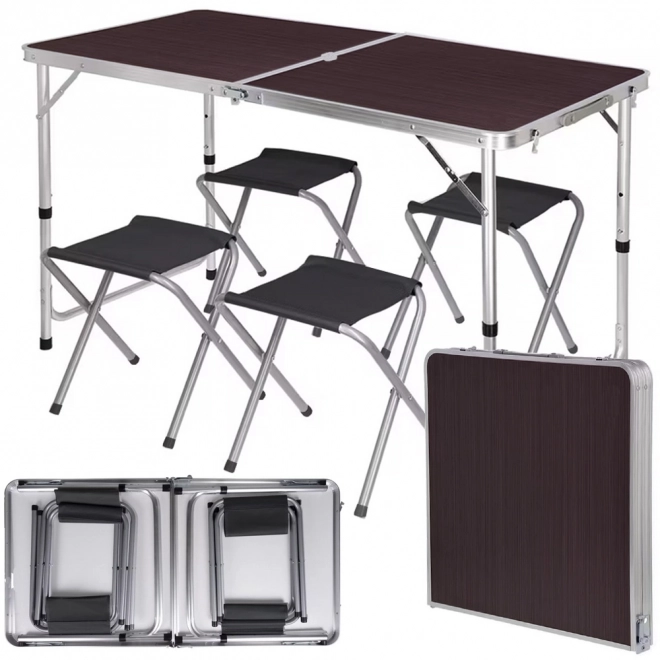 Ensemble de table touristique pliable de camping grande table 4 chaises avec valise