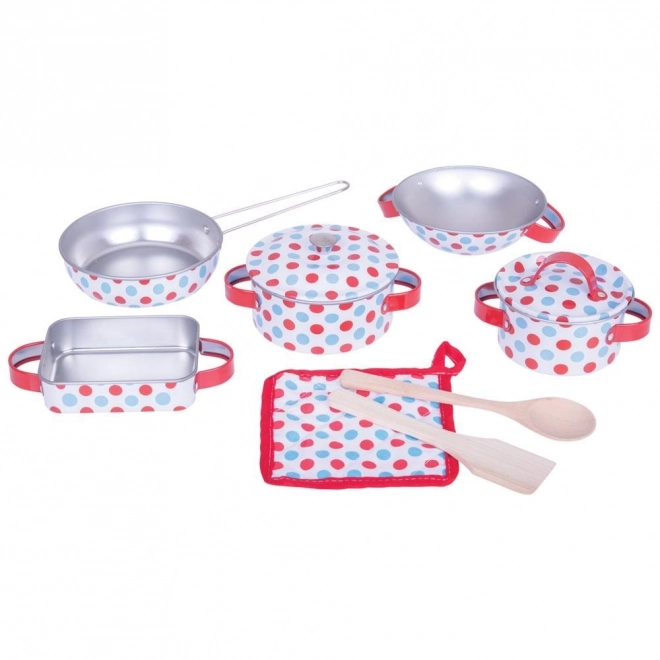 Bigjigs Toys Set d'ustensiles à pois