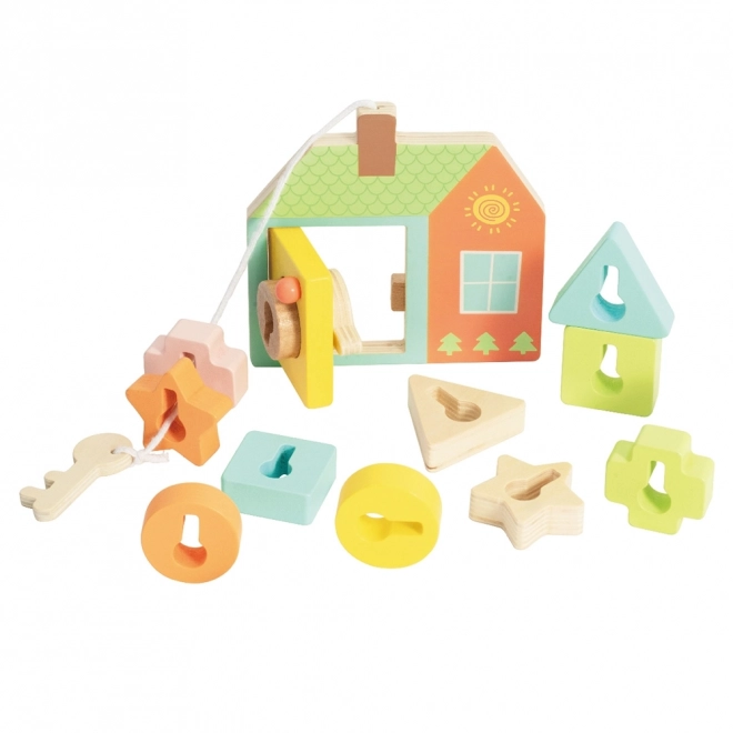 Classic World Montessori jouet d'enfilage en bois clés et portes 11 pièces