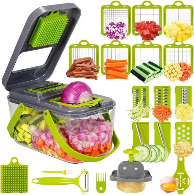 coupe-légumes et râpe multifonction avec lames interchangeables