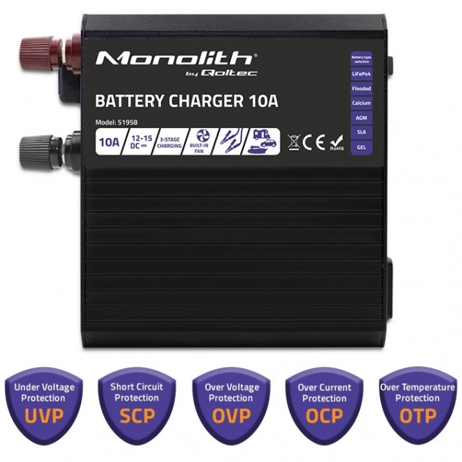 Chargeur intelligent Monolithe pour batteries LiFePO4 AGM GEL SLA